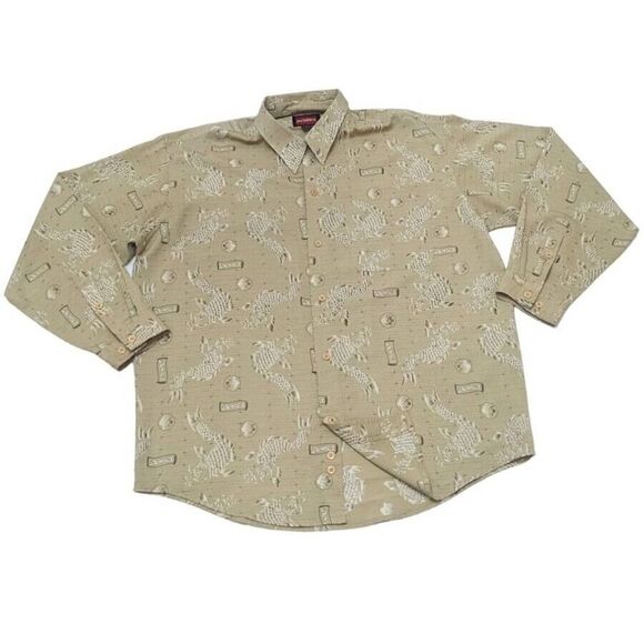 Avirex Long Sleeve Lobster‎ All Over Print Button Up Shirt XL Green - Picture 1 of 7